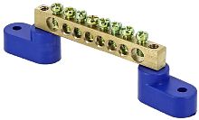 Шина неизолированная на двух изоляторах EKF PROxima N "ноль" ШНИ-6х9-8-У2-С 8 групп синий картинка 